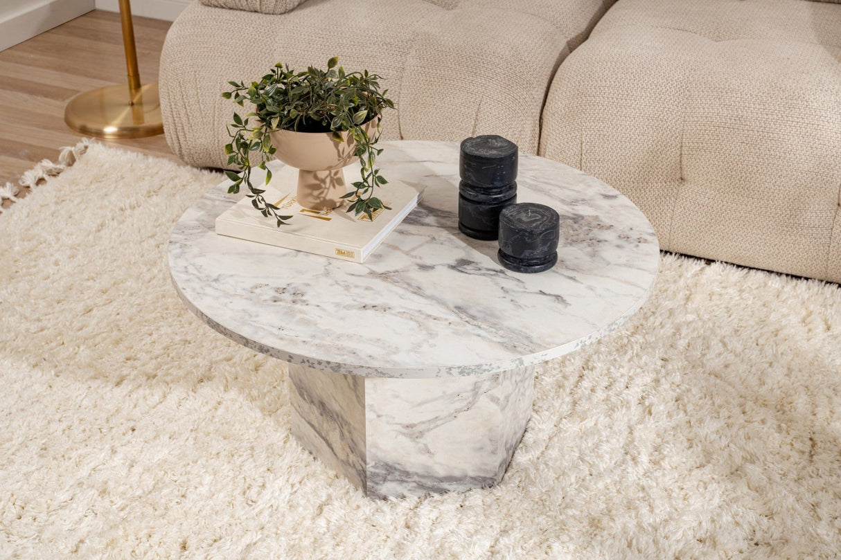Round Coffee Table Vano Marble Look 80 cm