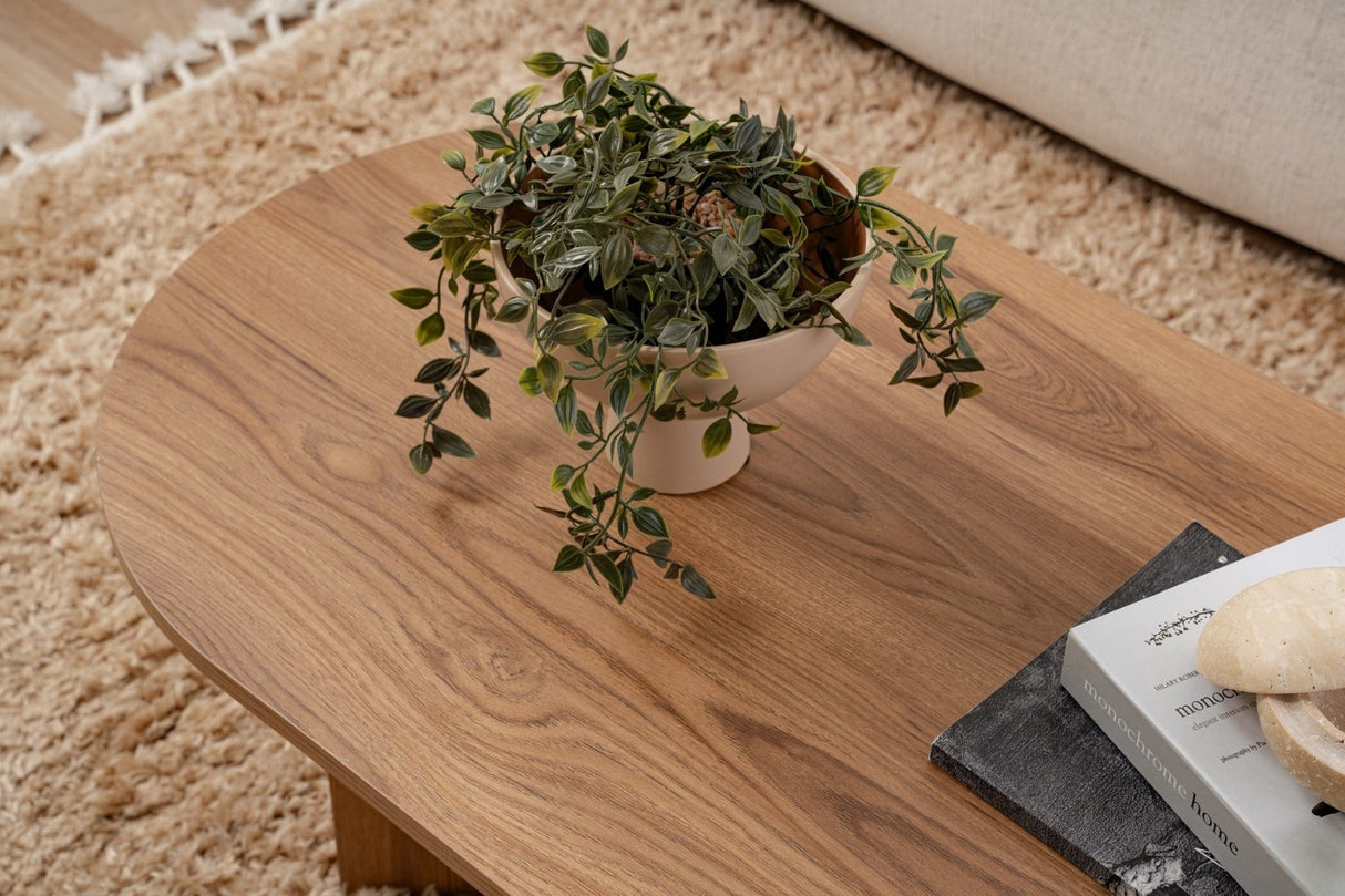 Oval Coffee Table Wood Look - 120x60