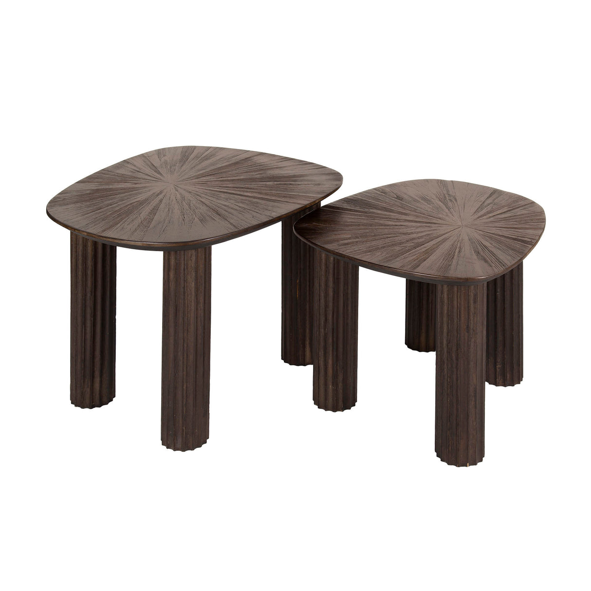 Myla Organic Square Coffee Table Set of 2 Teak Wood Brown