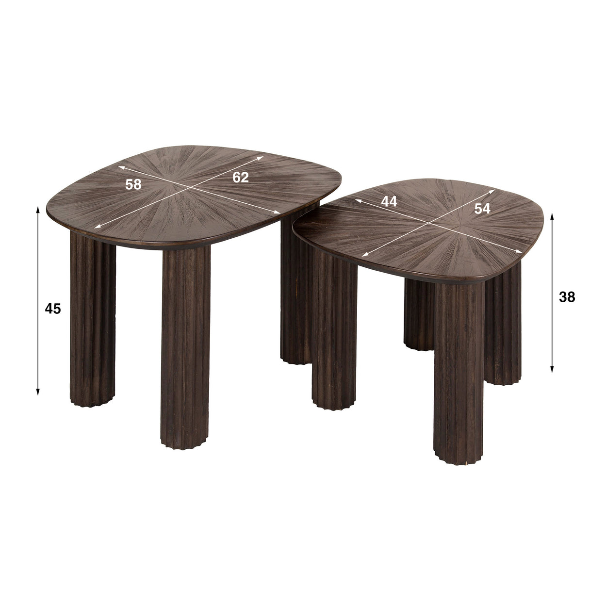 Myla Organic Square Coffee Table Set of 2 Teak Wood Brown