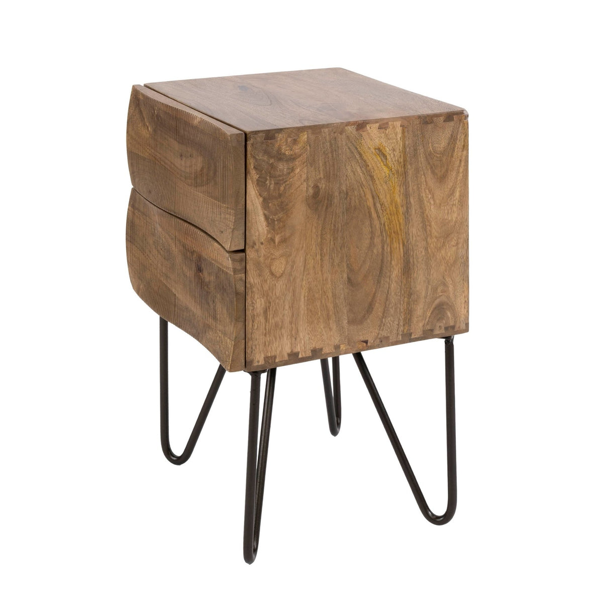 Bedside table 2 drawers sand color Mango wood Oona