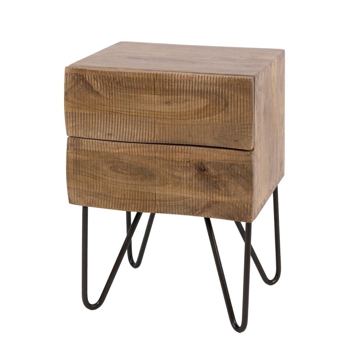 Bedside table 2 drawers sand color Mango wood Oona