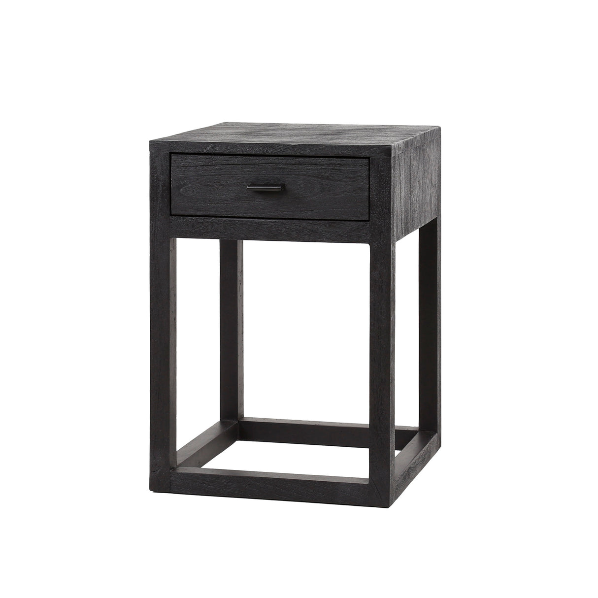 Bedside Table Black Acacia Wood Davey 1 Drawer
