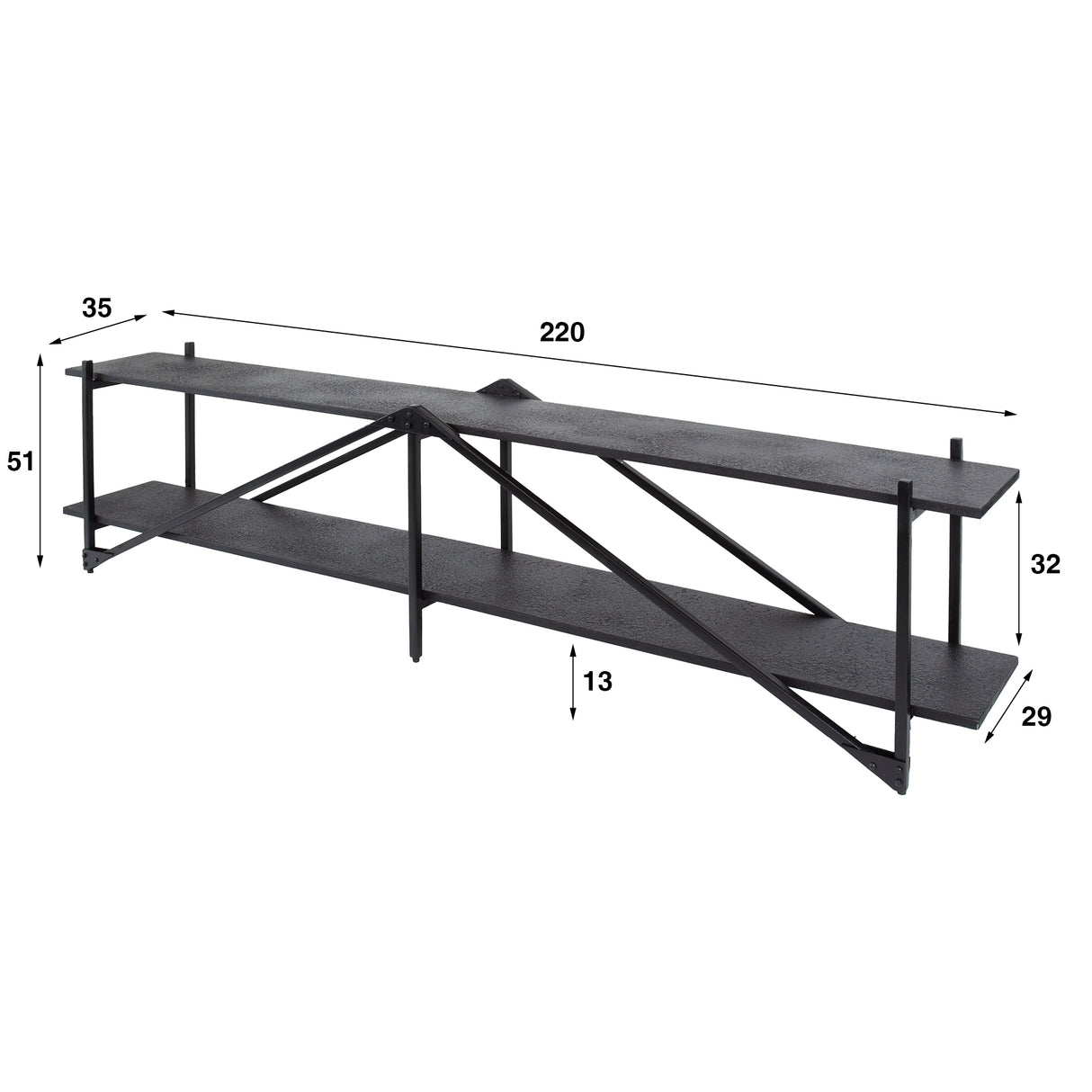 TV Meubels - TV Meubel Loek Grijs Metaal 220 cm - Dimehouse