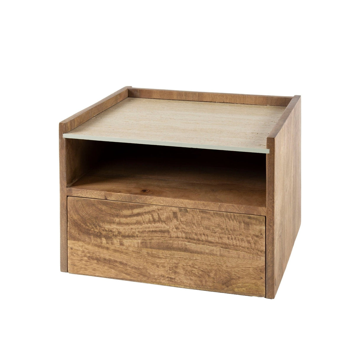 Orto Hanging Nightstand 1 Drawer 1 Compartment Mango wood Ceramic