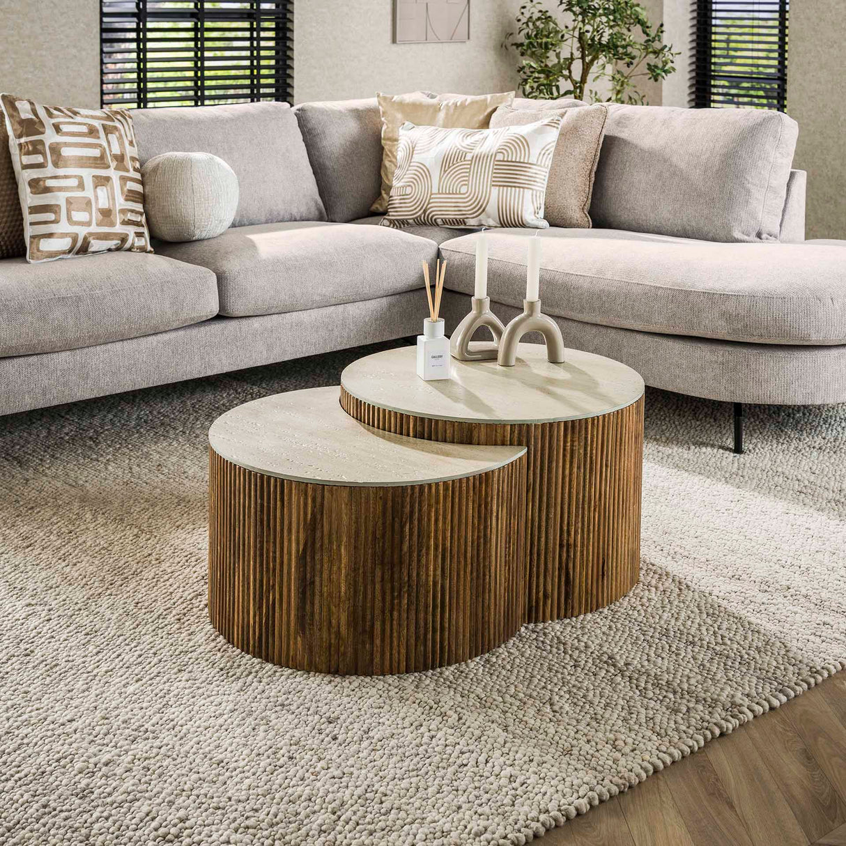 Vento Hemisphere Coffee Table Set Ø60 Solid Mango Sand