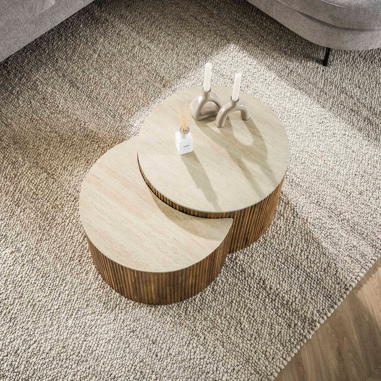 Vento Hemisphere Coffee Table Set Ø60 Solid Mango Sand