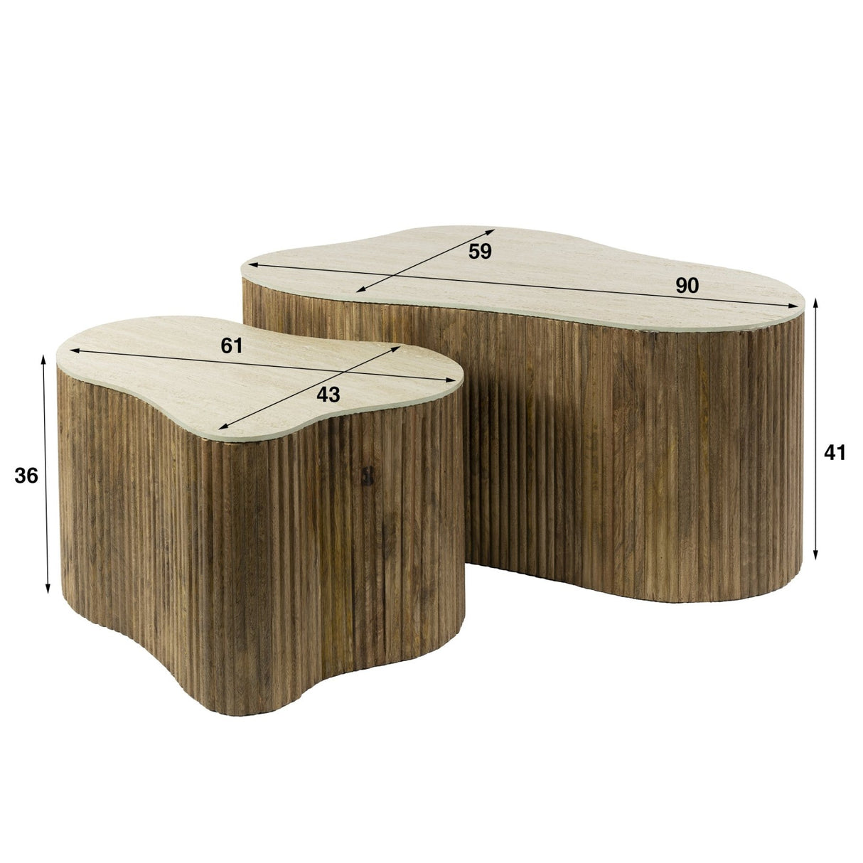 Mango Duo Coffee Table Set Solid Sand