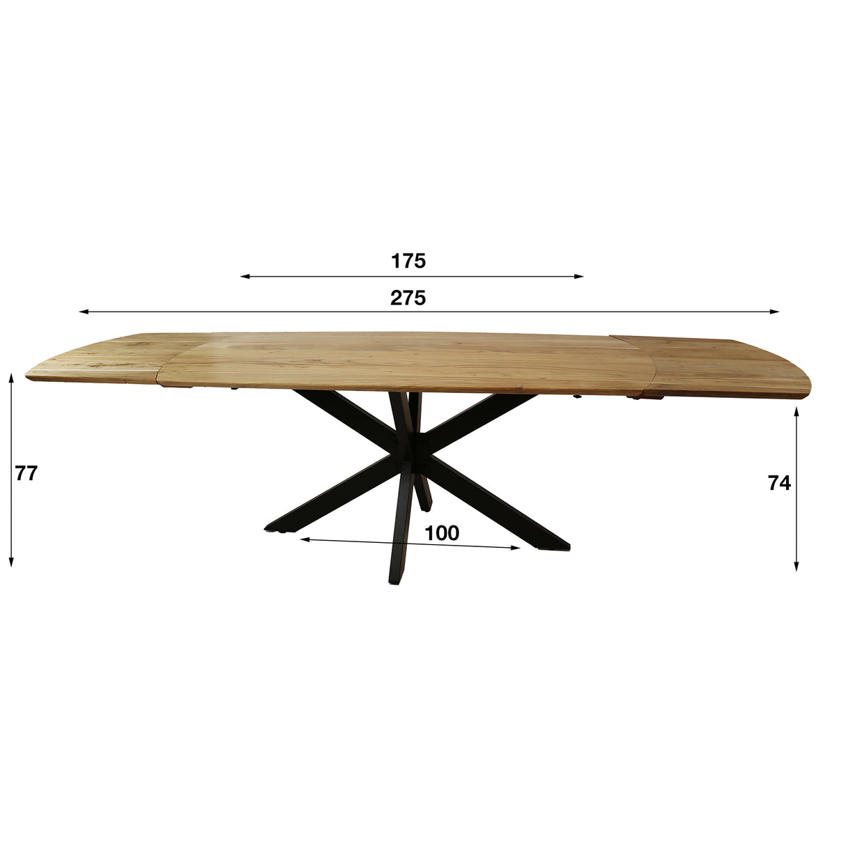Eettafels - Uitschuifbare Eettafel Mack Deens Ovaal Acaciahout 175 - 275x90 cm - Dimehouse