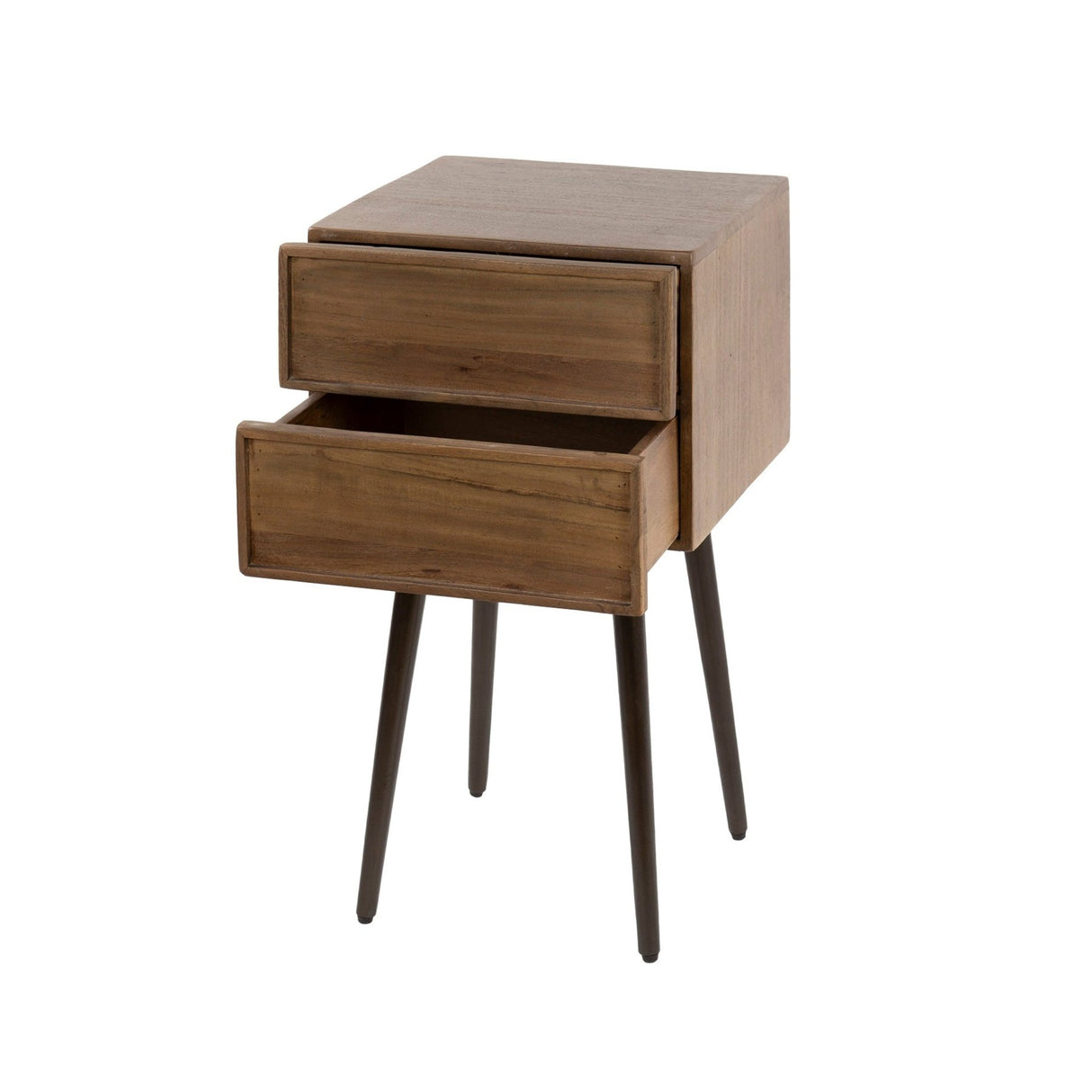 Nightstand Lio – Acacia Drift Brown – 2 Drawers