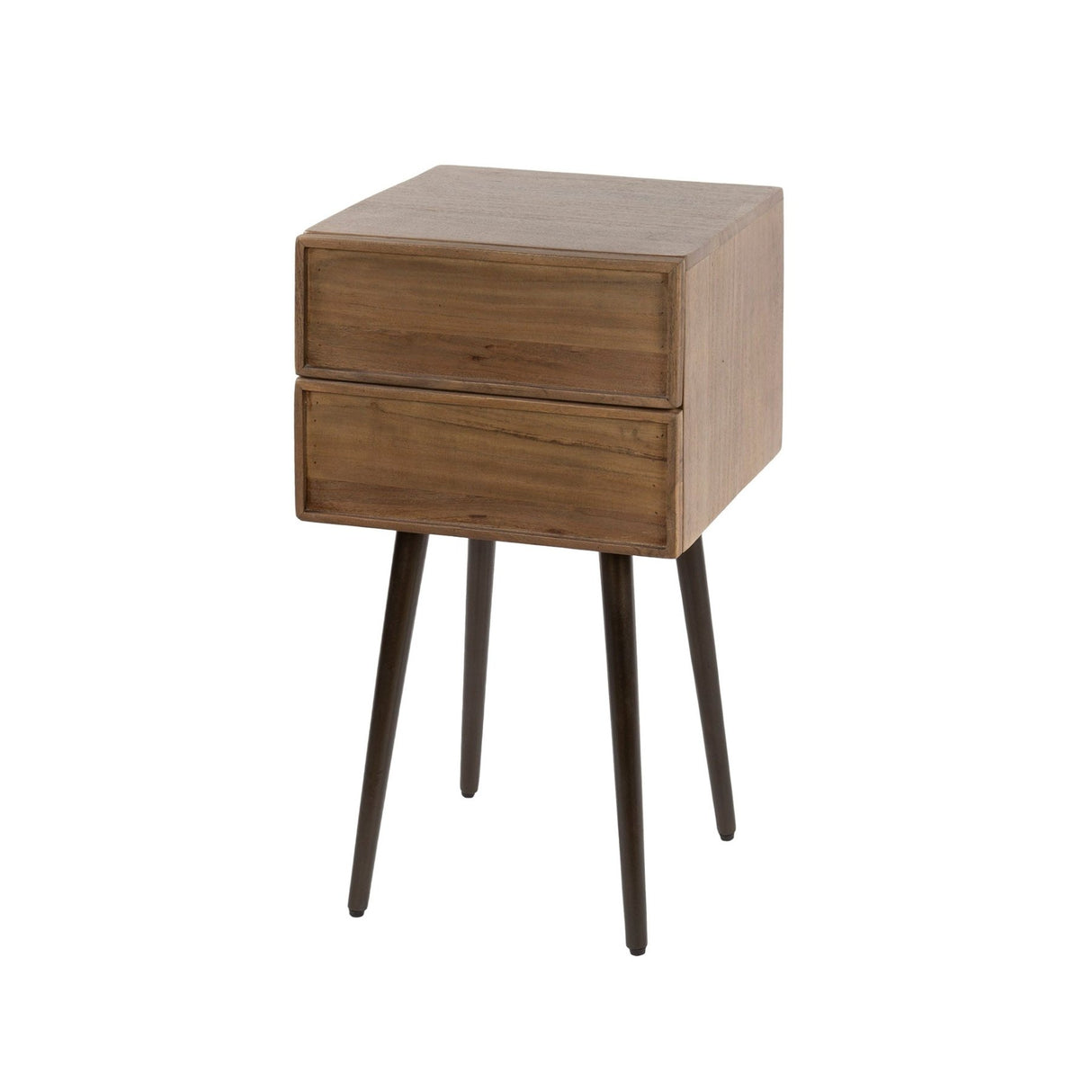 Nightstand Lio – Acacia Drift Brown – 2 Drawers
