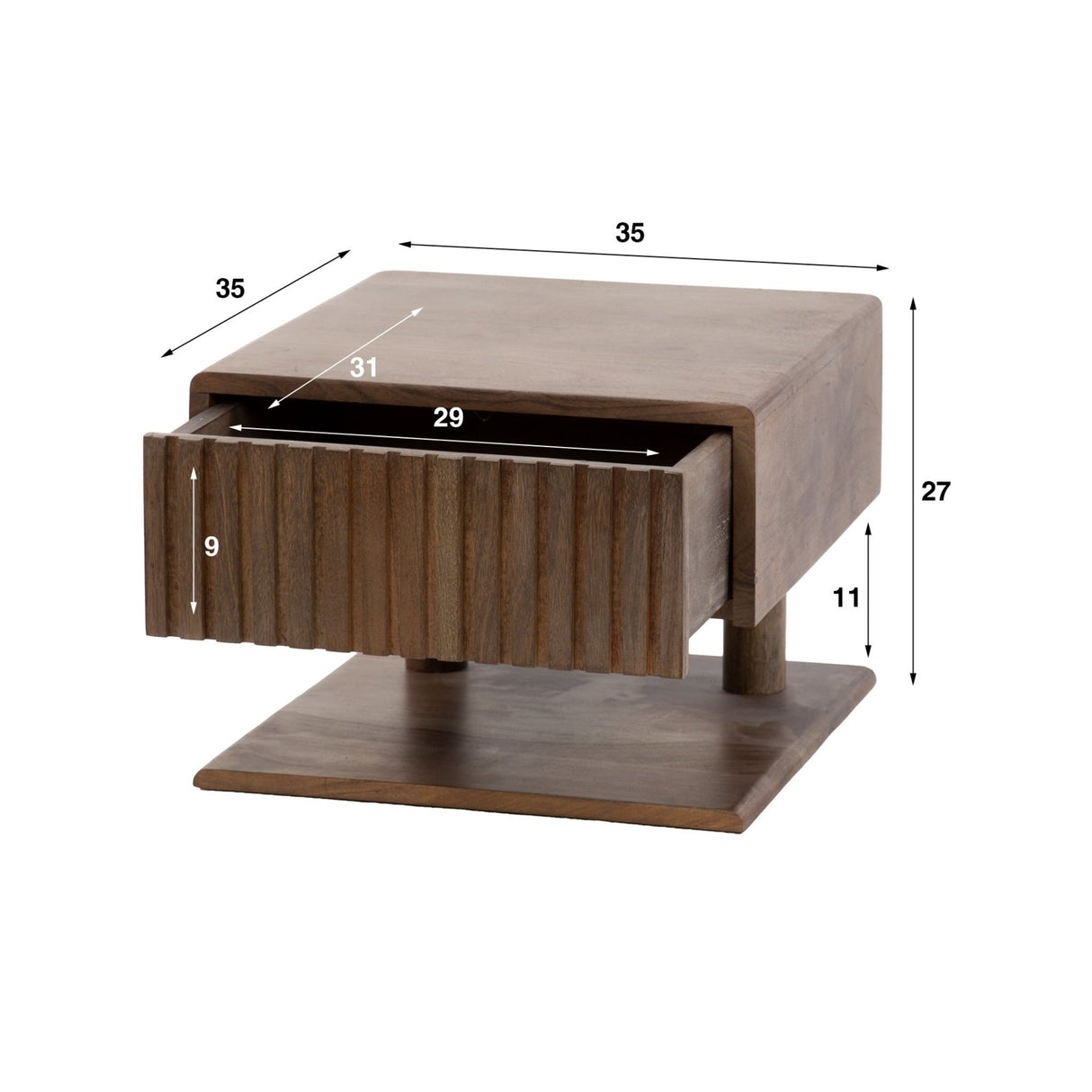 Floating Nightstand Acacia Drift Brown – 1 Drawer 35 cm