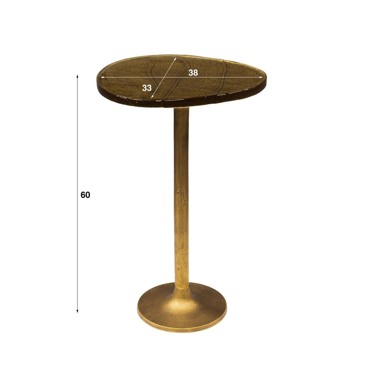 Side table Nola in Antique Gold - 60 cm high