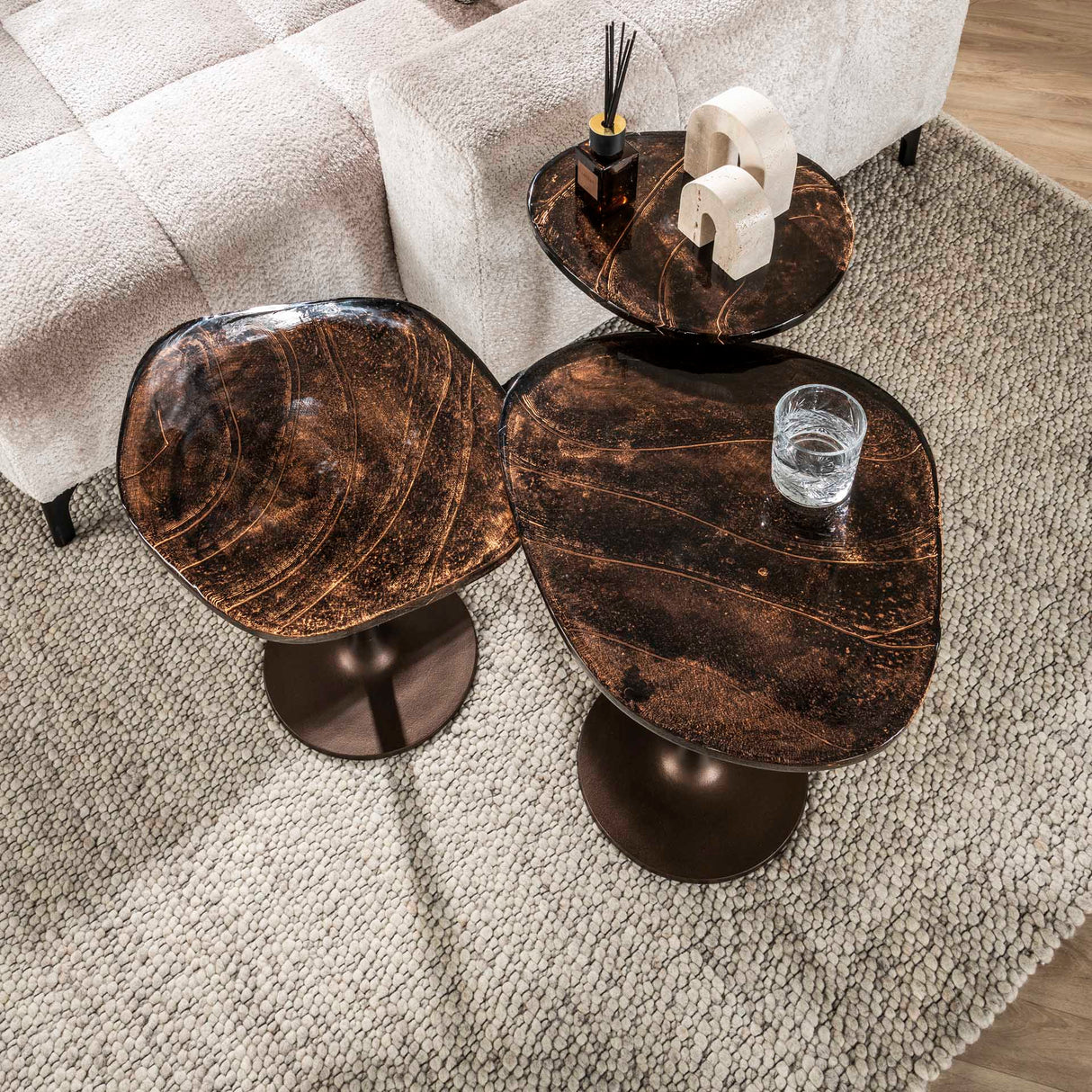 Side Table Copper Glow M – Antique Copper, 50x42x55 cm