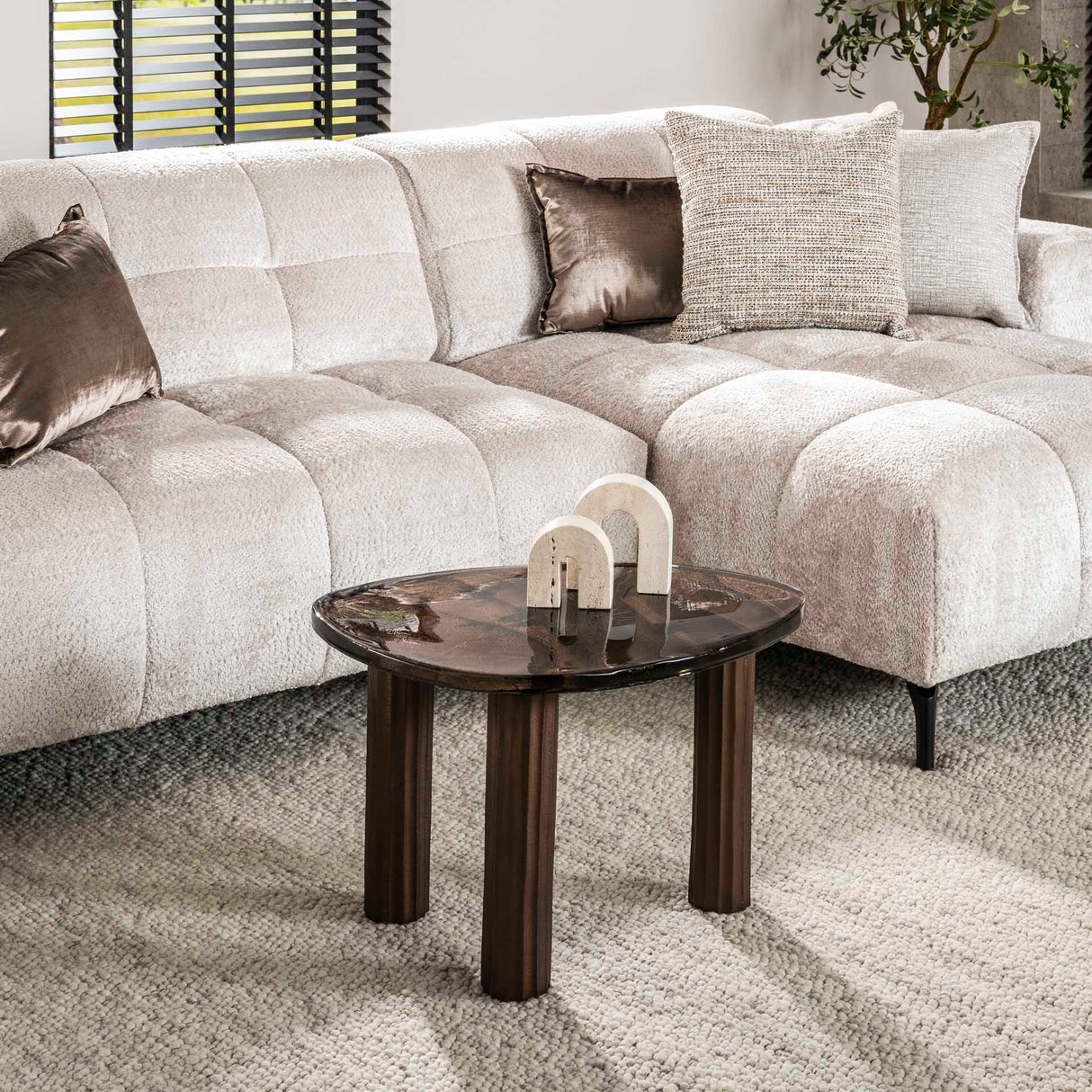 Coffee table Aura M antique copper 62x45 cm