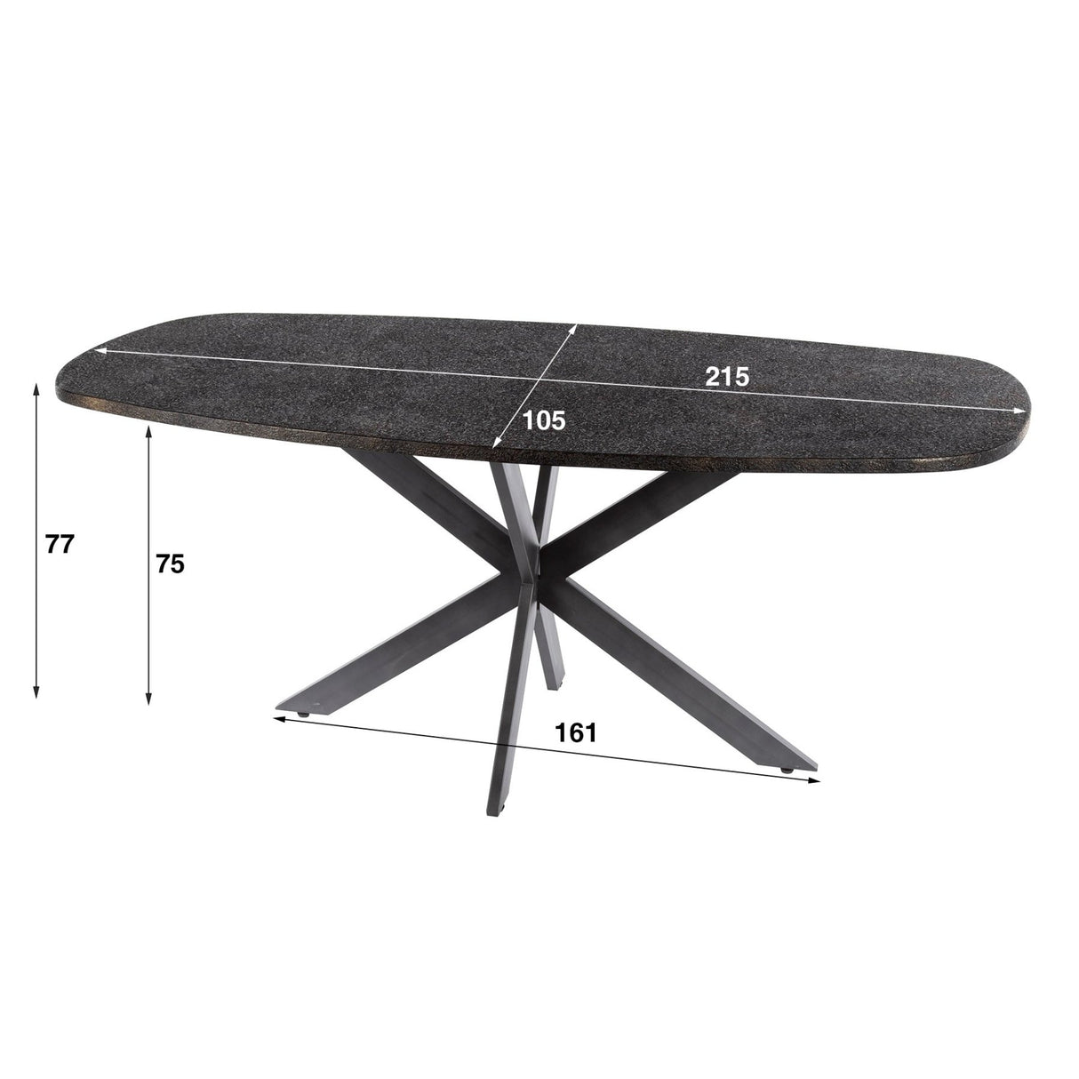 Dining Table Jax Danish Oval 215 cm - Grey Metallic