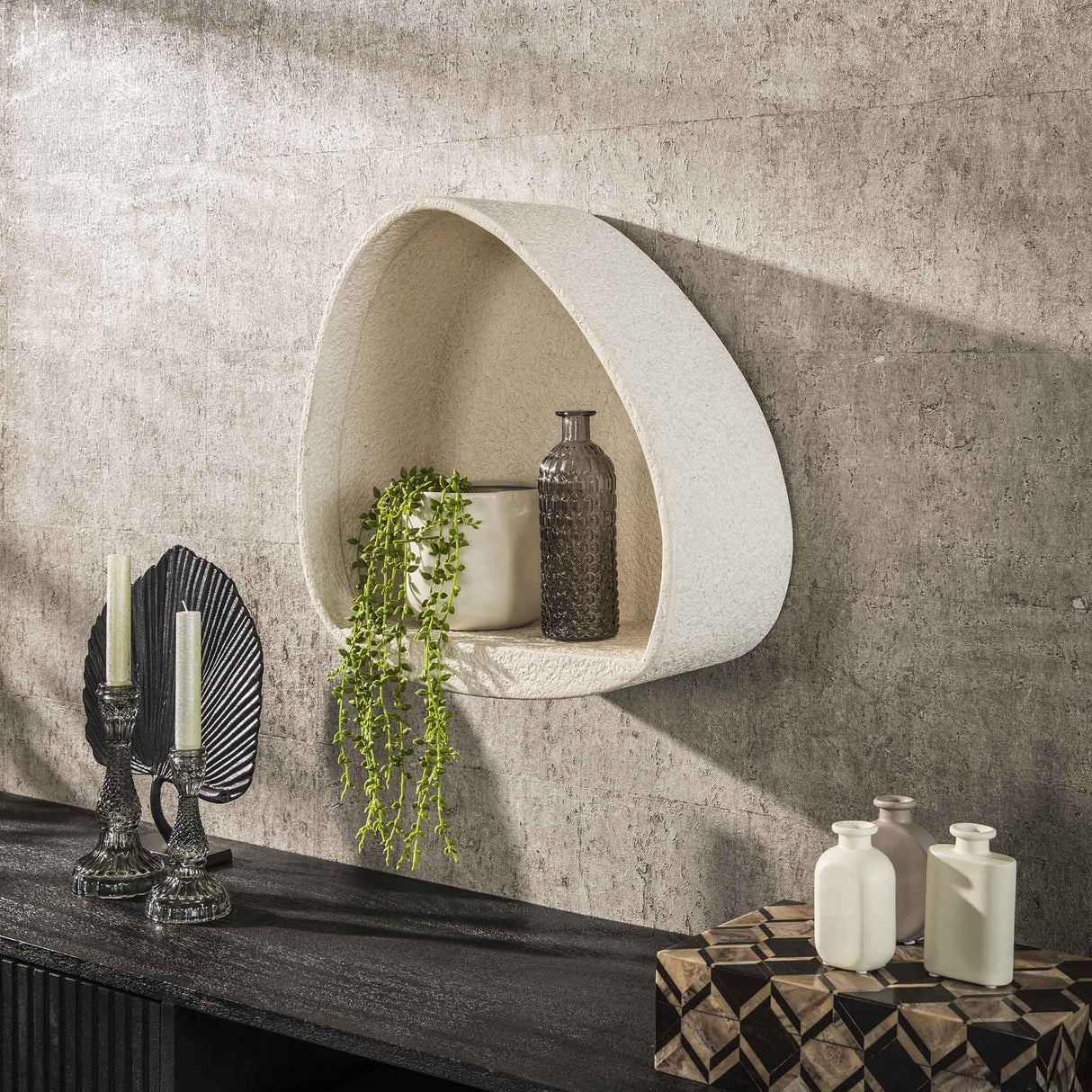 Wall rack Zaya triangular marble composite