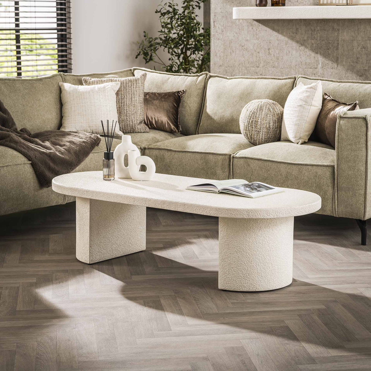 Coffee table Zina 150 cm Marble White