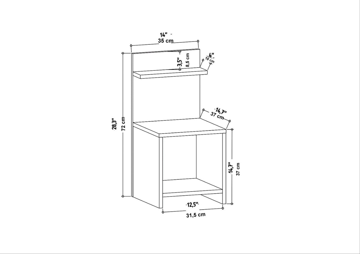 Ullman bijzetkast antraciet 72 cm Melamine gecoat meubelpaneel