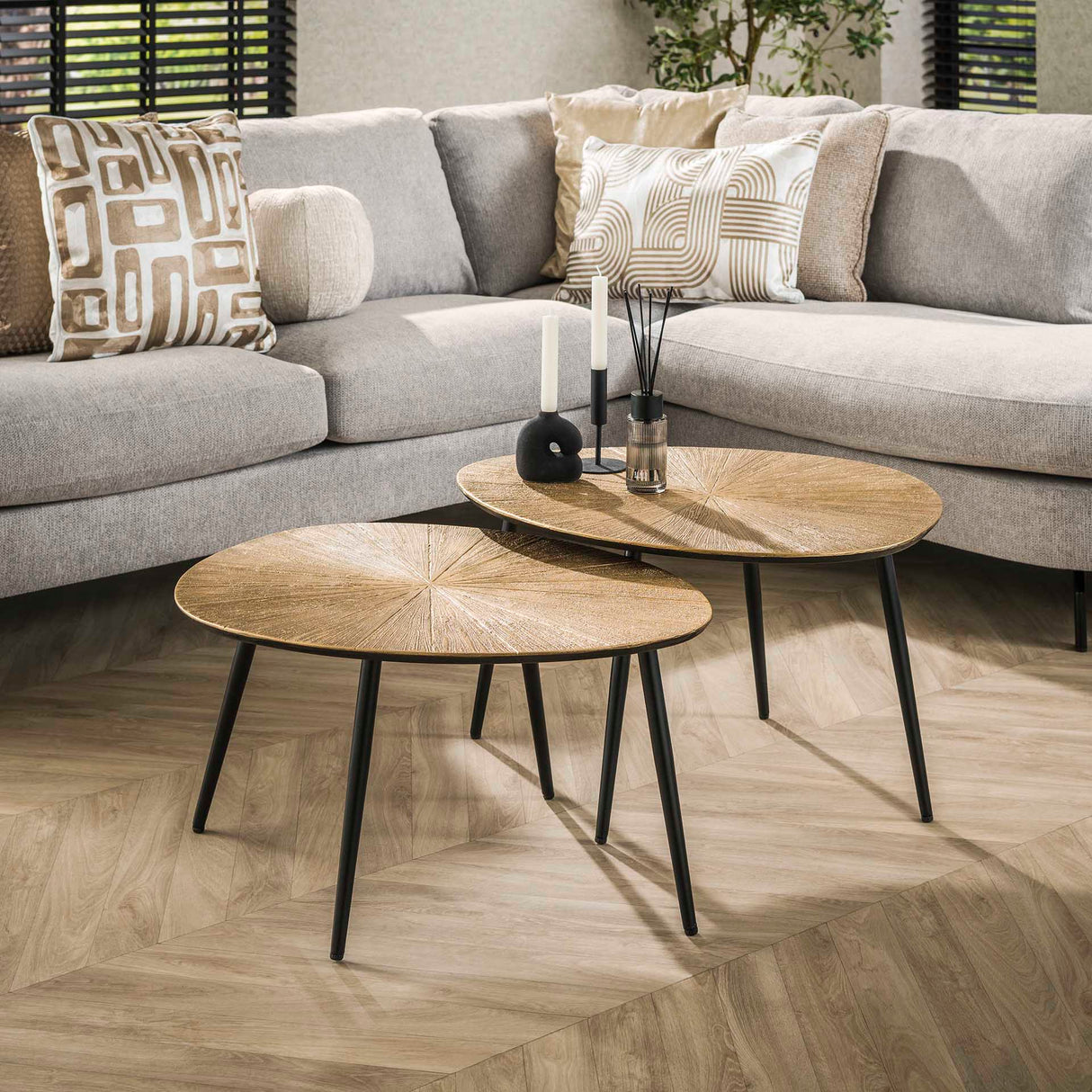 Arno Coffee Table Set of 2 €77-€60 organically antique gold