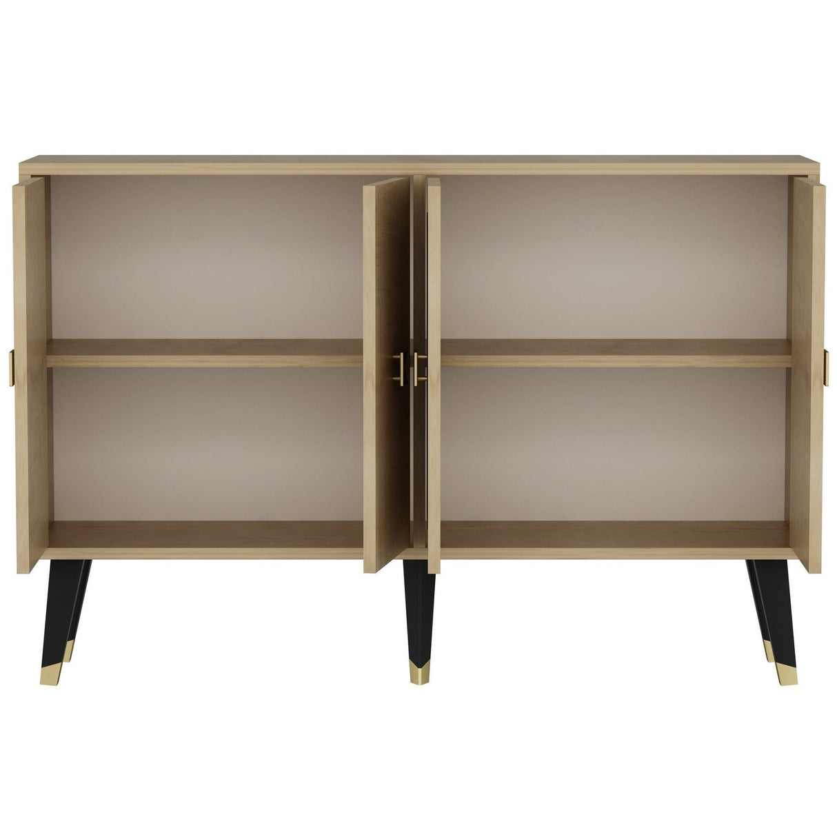 Ansel console sapphire oak look 120 cm Sapphire oak look, gold-colored Melamine coated wood composite