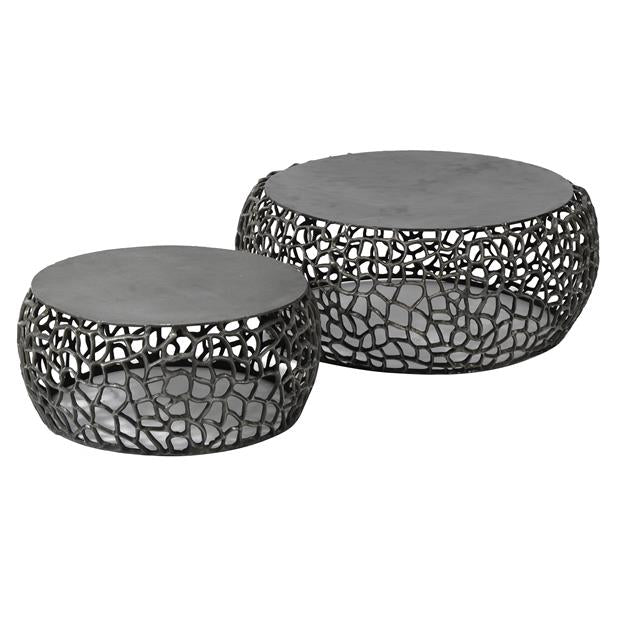 Coffee table set of 2 nola black nickel