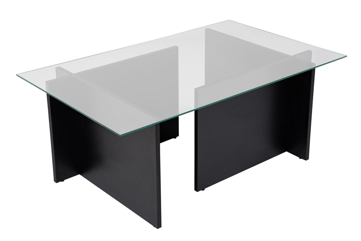 Rectangular Modern Coffee Table Vetroni Black Wood Look - Glass - 105x65 cm