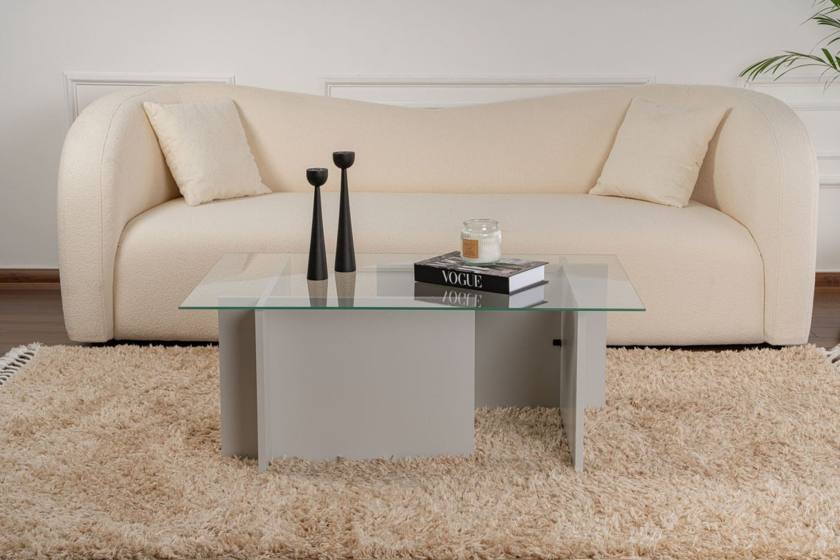 Rectangular Modern Coffee Table Vetroni Gray - Glass - 105x65 cm