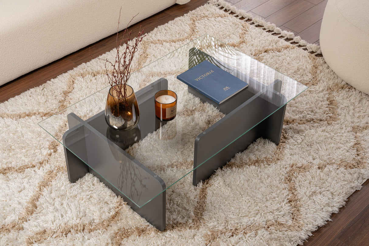 Coffee Table Glass Anthracite Opal 105x65 cm