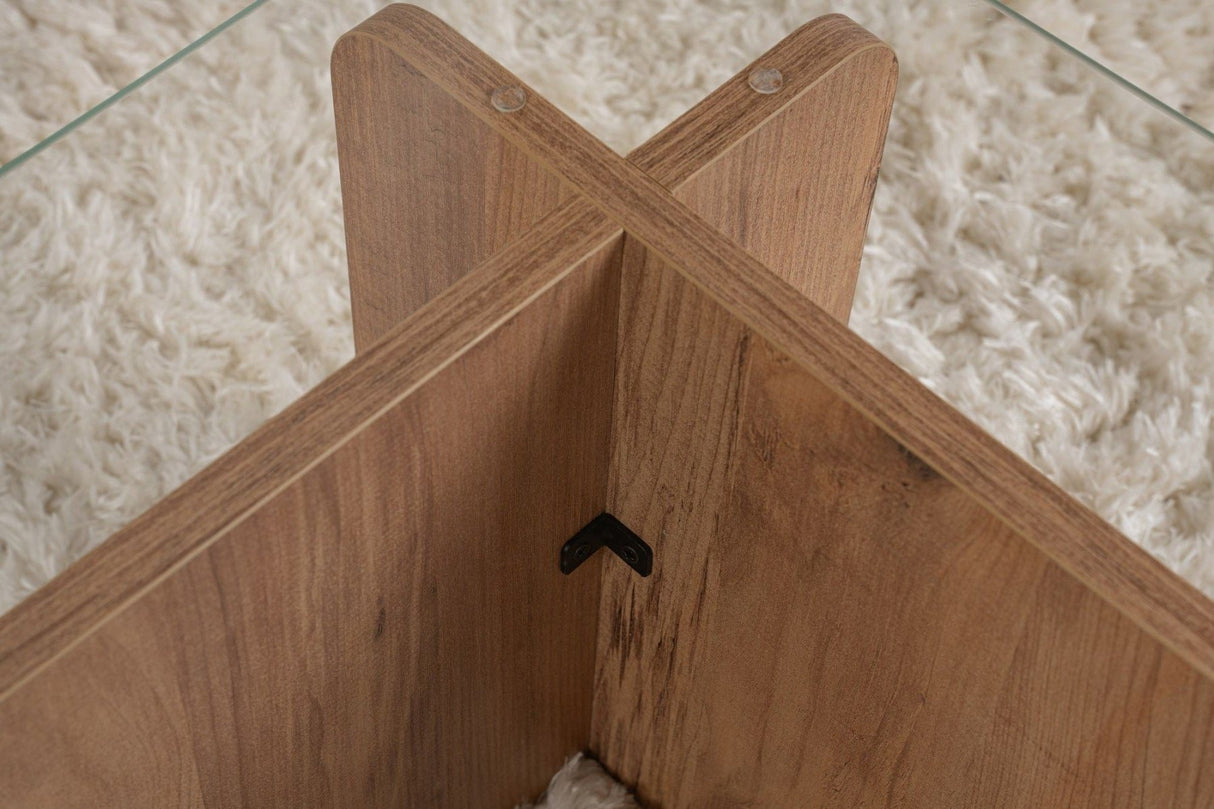 Coffee Table Atlantic Pine Wood Melamine Glass Opal 105x65x30 cm