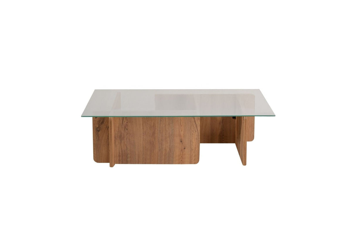 Coffee Table Atlantic Pine Wood Melamine Glass Opal 105x65x30 cm