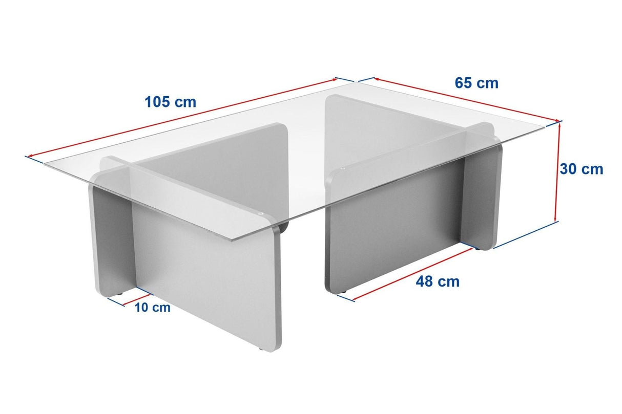 Coffee Table Atlantic Pine Wood Melamine Glass Opal 105x65x30 cm