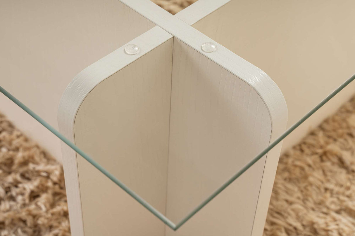 Coffee Table White Melamine Glass Opal 105x65x30 cm