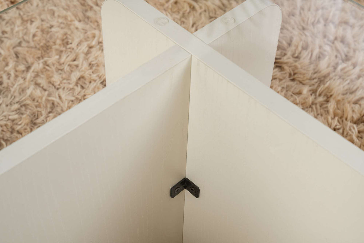 Coffee Table White Melamine Glass Opal 105x65x30 cm