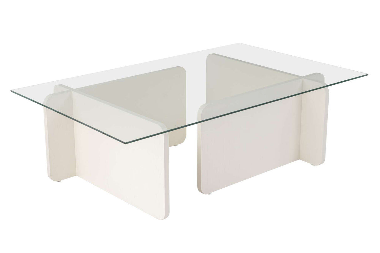 Coffee Table White Melamine Glass Opal 105x65x30 cm