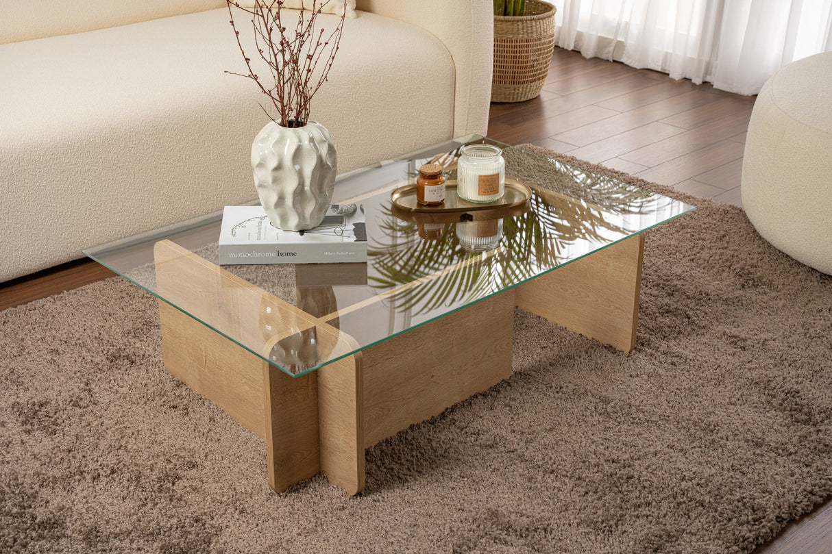Coffee table Natural Glass Opal 105x65x30 cm