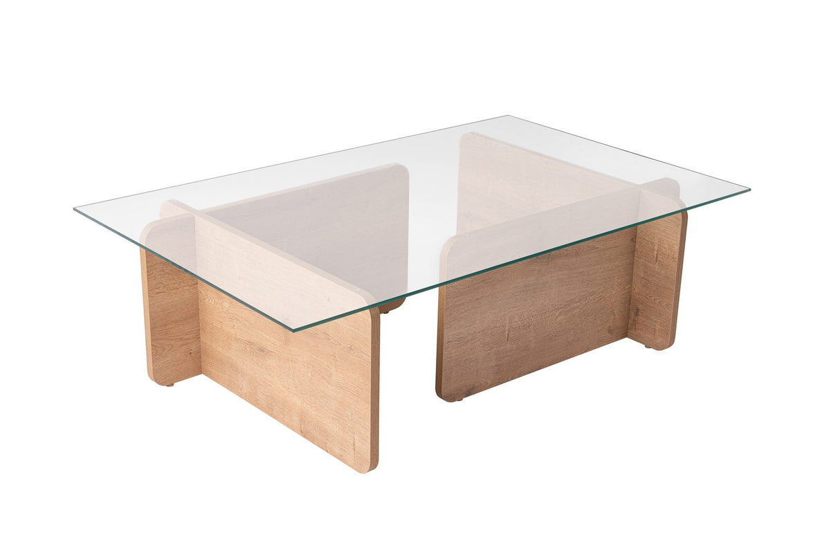 Salontafels - Salontafel Naturel Glas Opal 105x65x30 cm - Dimehouse
