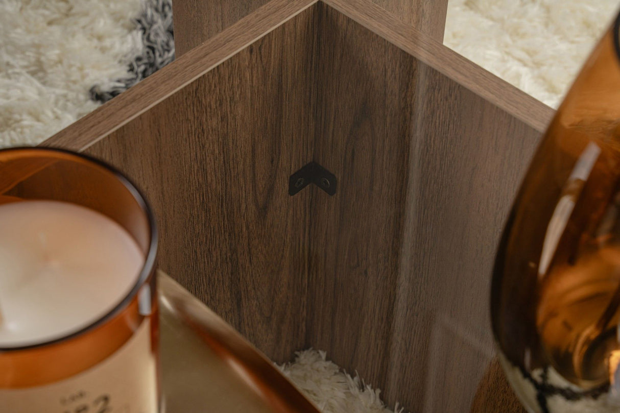 Coffee table Natural Walnut Glass Opal 105x65x30 cm