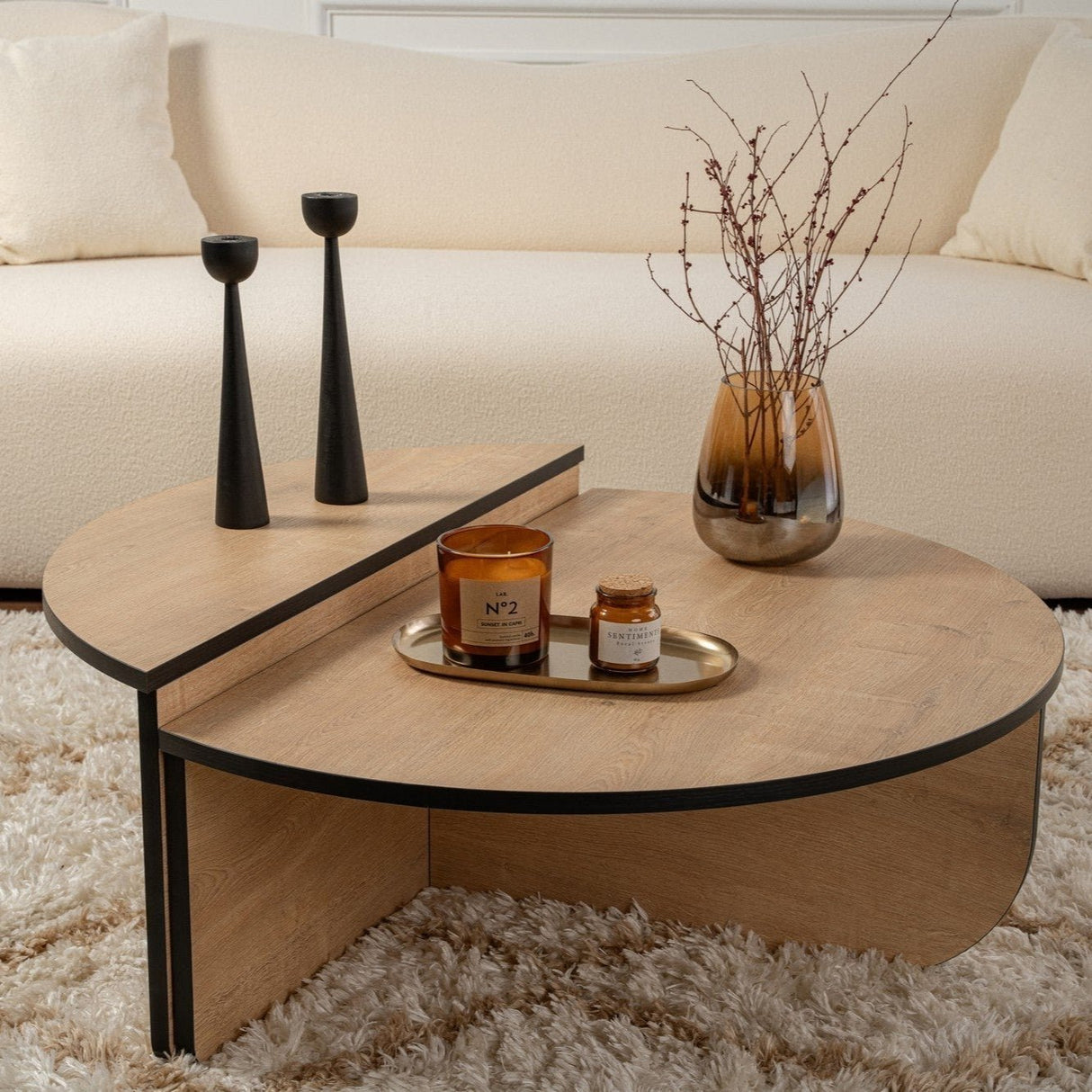 Round Coffee Table 85 cm Natural Oak Look Melamine Orin