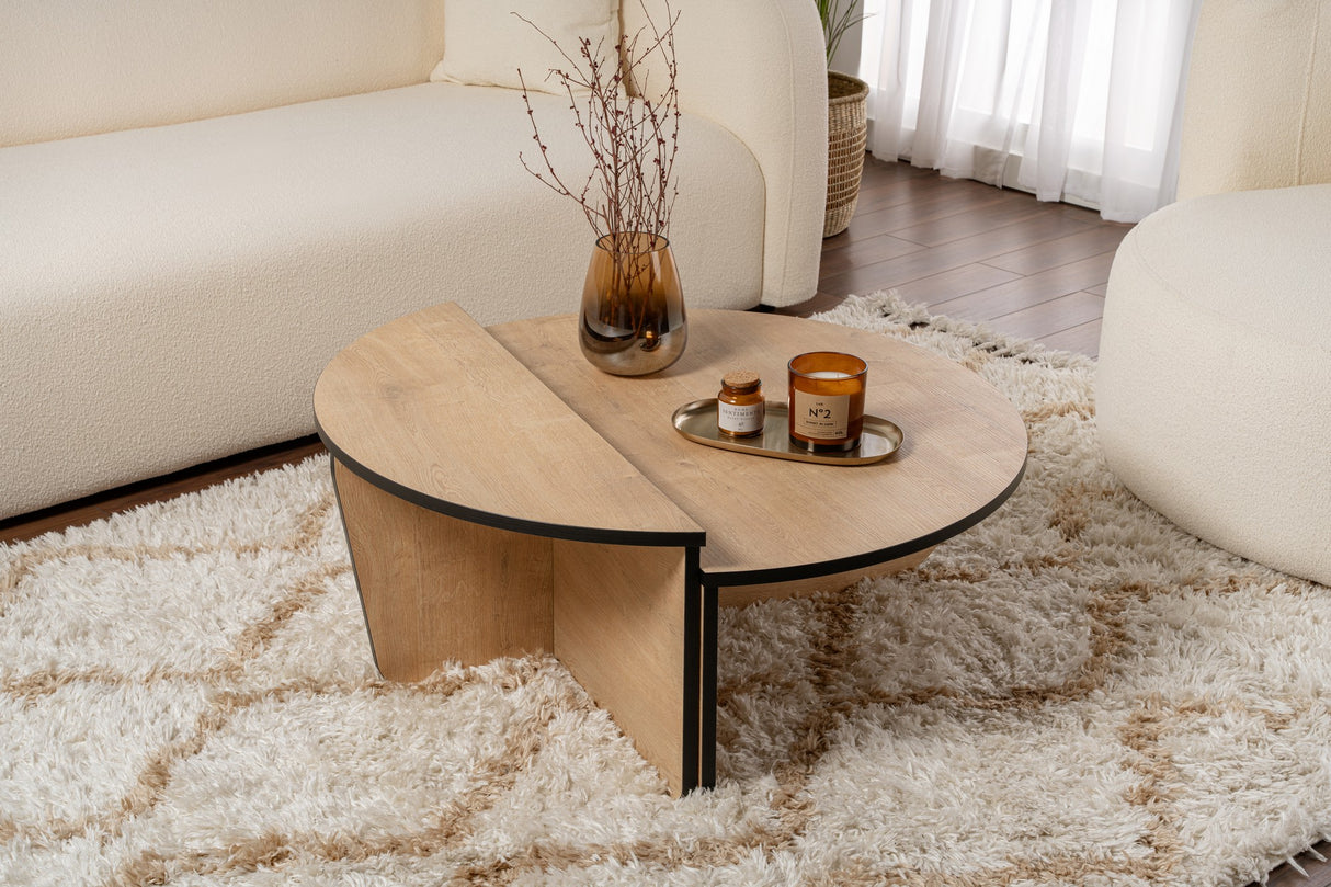 Round Coffee Table 85 cm Natural Oak Look Melamine Orin