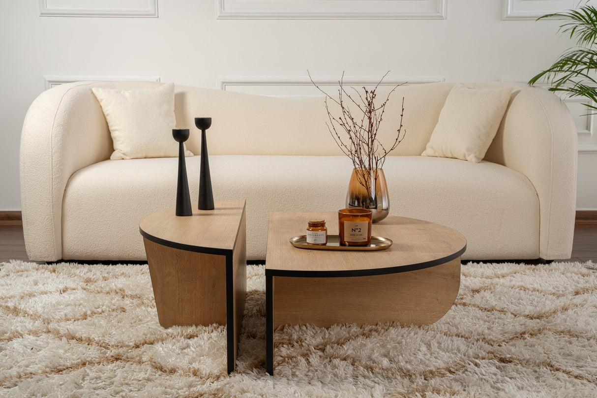 Round Coffee Table 85 cm Natural Oak Look Melamine Orin