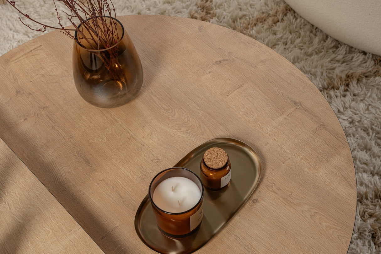 Round Coffee Table 85 cm Natural Oak Look Melamine Orin