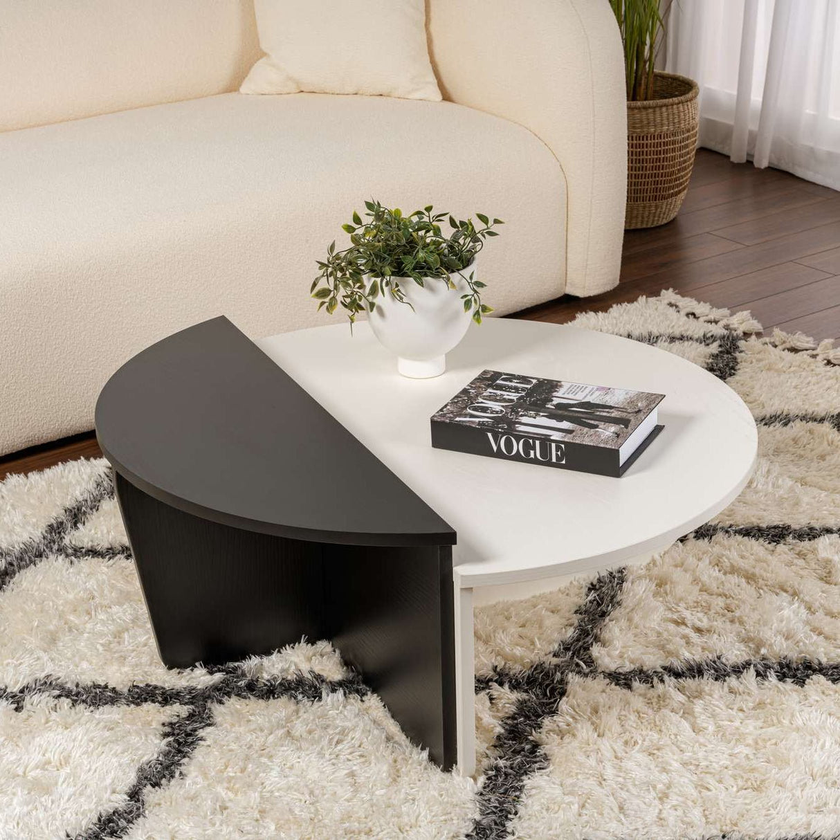 Orion Coffee Table Wood White Black 90x60 cm Wood White Wood Black Melamine