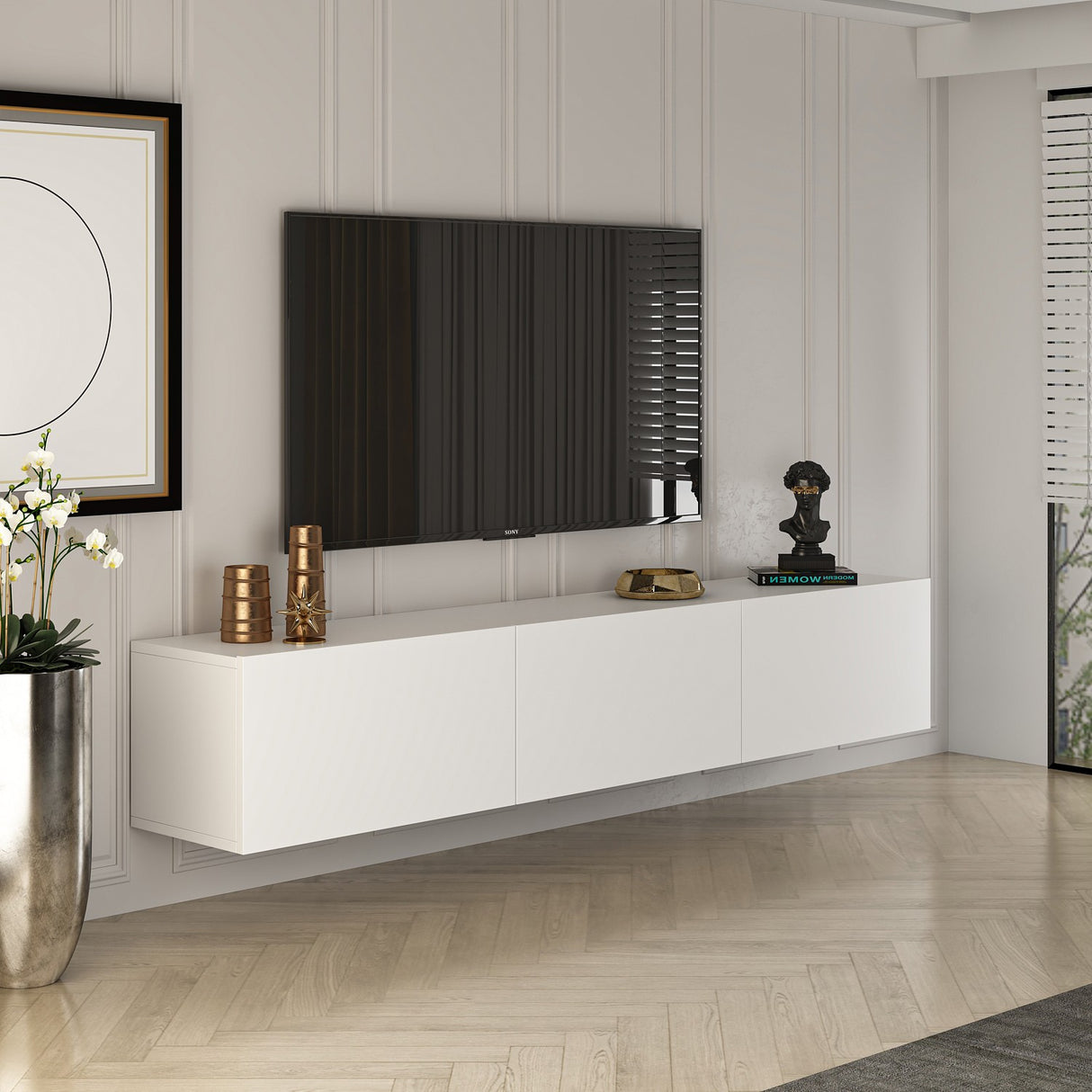 West Wall console white 150 cm Melamine wood composite