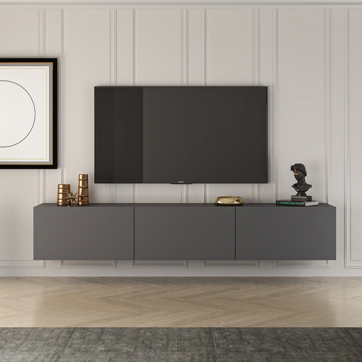 West Wall shelf anthracite 150 cm Melamine-coated wood