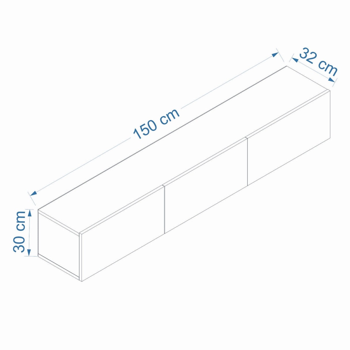 West wall shelf in walnut look 150 cm Melamine-faced wood composite