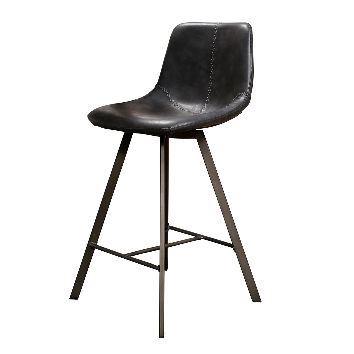 Siena Black Saddle PU Faux Leather Bar Stool