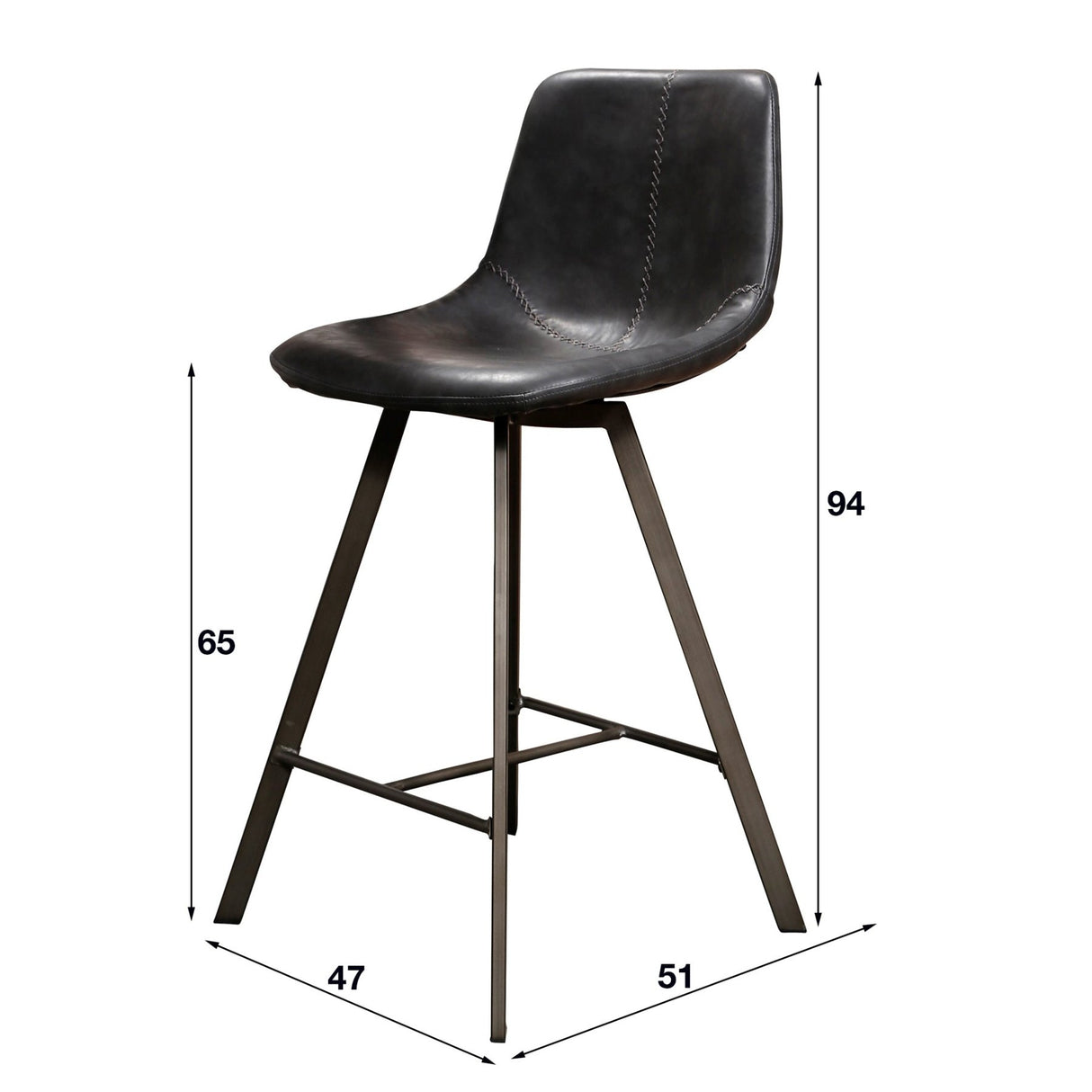 Set of 4 Bar Stools Siena Saddle PU black