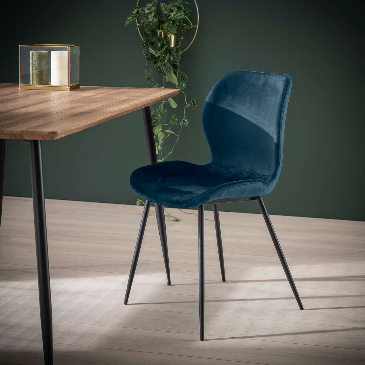 Elegant Dining Chair Argo Velvet Blue - Without Armrests