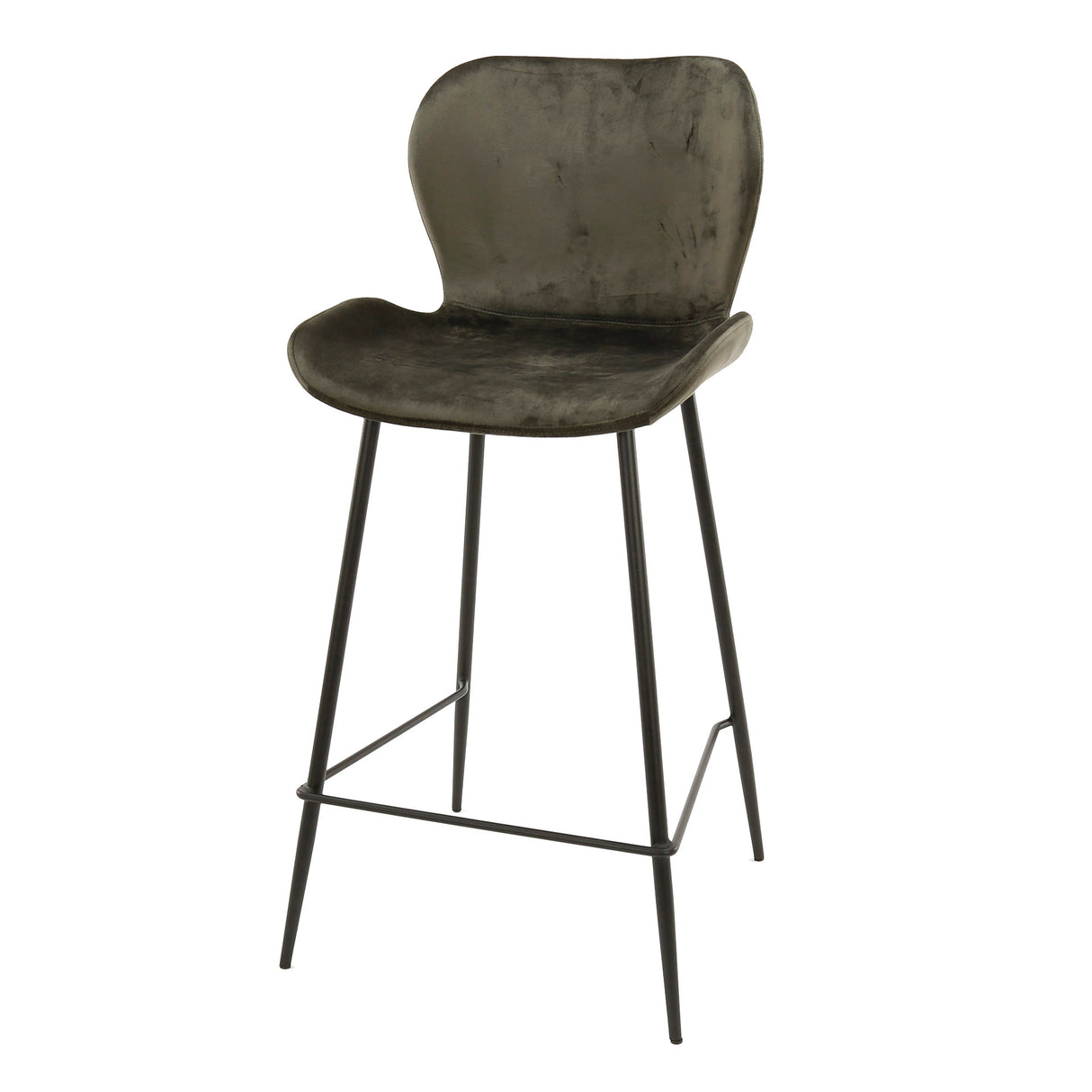 Modern Velvet Bar Stool Anthracite Without Armrests Argo